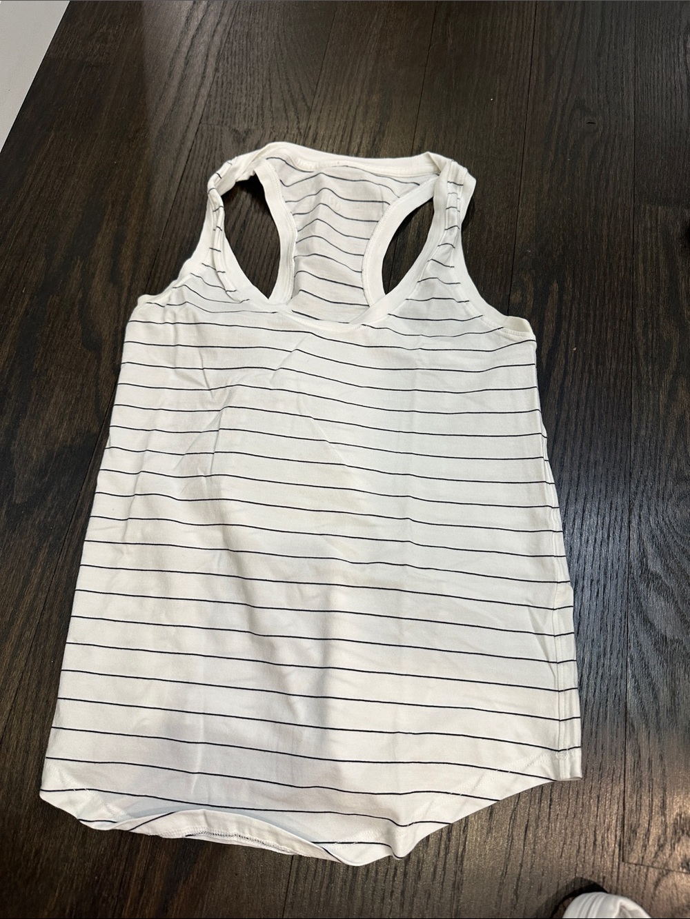 lululemon athletica White Tank Top with Thin Black Stripes